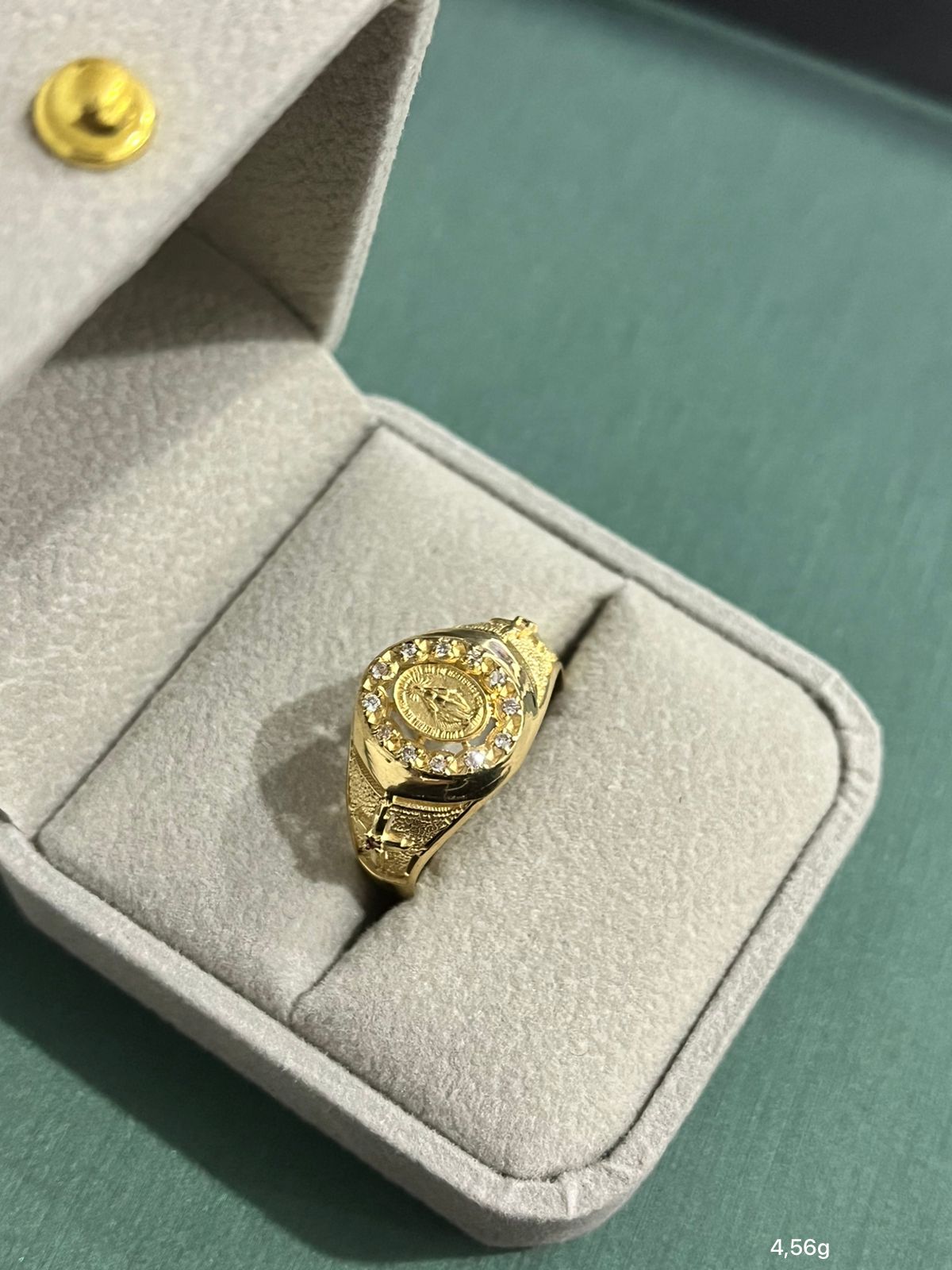 Anel Medalha Nossa Senhora em ouro 18k