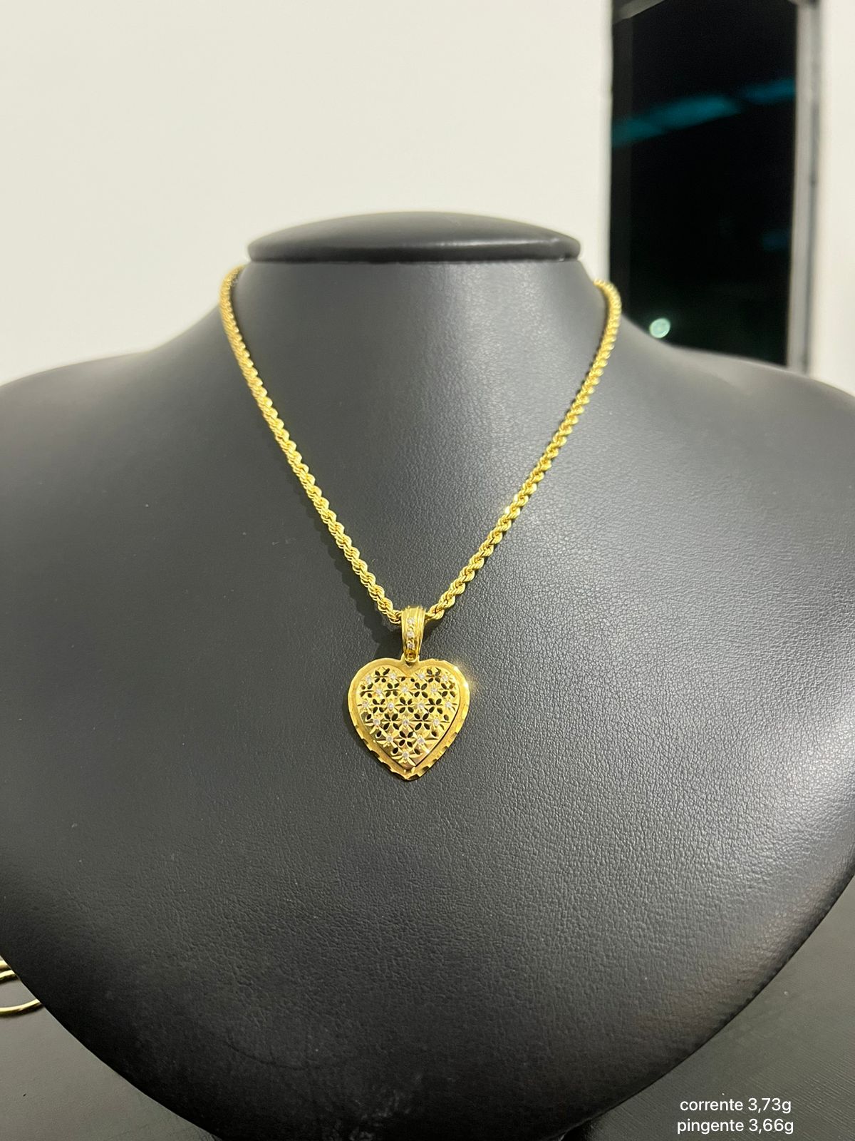 Colar Baiano com Coração em ouro 18k